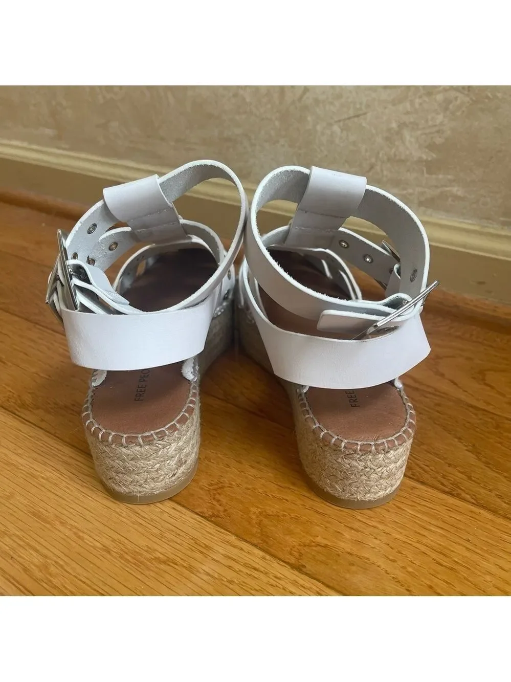 Free People Gable Glad Espadrille Gladiator Sandals White Leather Size 36, US 6